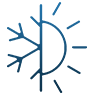 Blue half snowflake and half sun logo for Simply Plumbing website